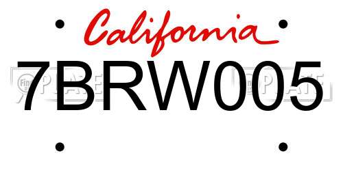 7BRW005 California License Plate