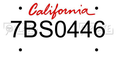 7BS0446 California License Plate