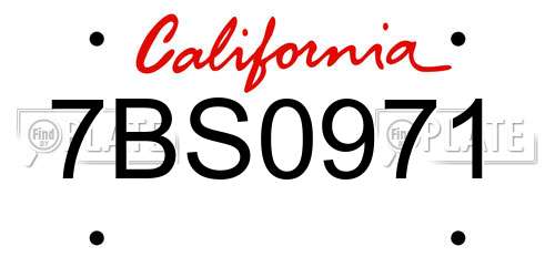 7BS0971 California License Plate