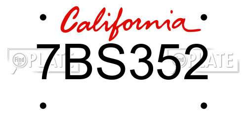 7BS352 California License Plate