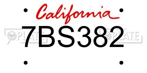 7BS382 California License Plate