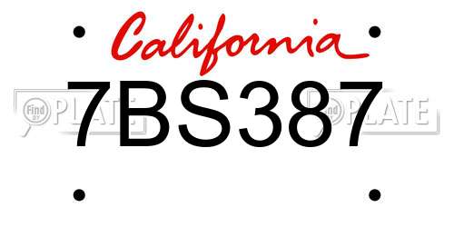 7BS387 California License Plate