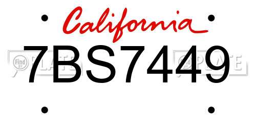 7BS7449 California License Plate