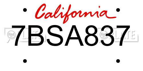 7BSA837 California License Plate