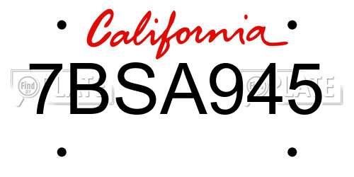 7BSA945 California License Plate