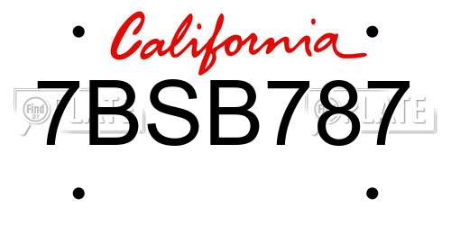 7BSB787 California License Plate