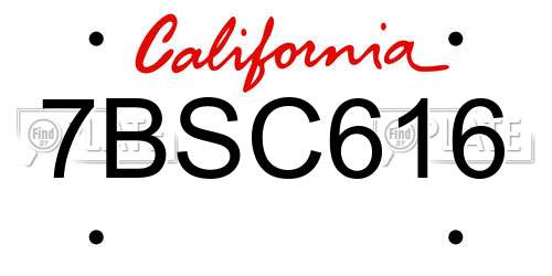 7BSC616 California License Plate