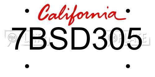 7BSD305 California License Plate