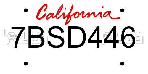 7BSD446 California License Plate