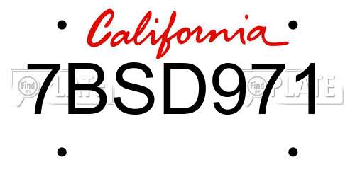 7BSD971 California License Plate