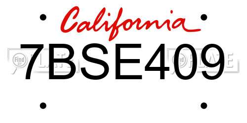 7BSE409 California License Plate