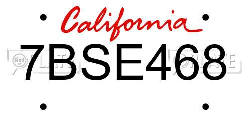 7BSE468 California License Plate