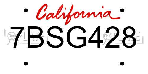 7BSG428 California License Plate