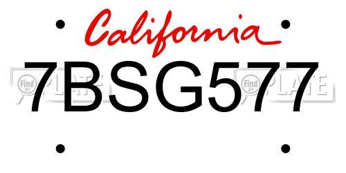 7BSG577 California License Plate
