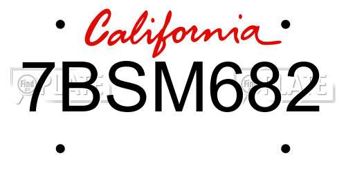7BSM682 California License Plate