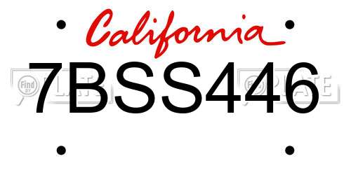 7BSS446 California License Plate