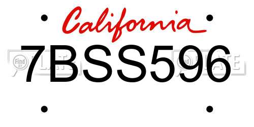 7BSS596 California License Plate