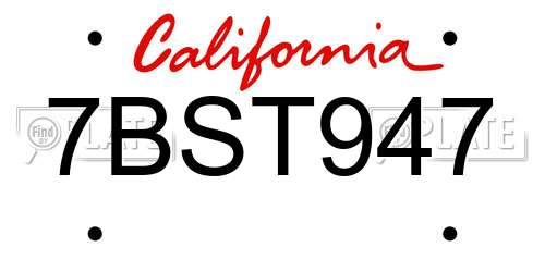 7BST947 California License Plate