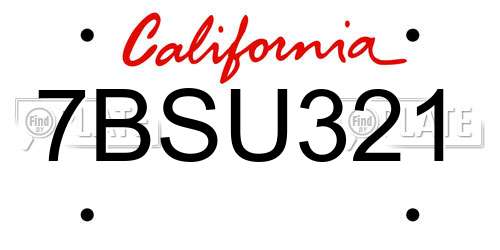 7BSU321 California License Plate