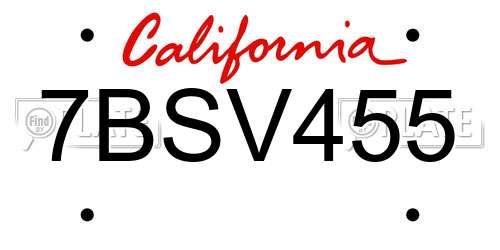 7BSV455 California License Plate