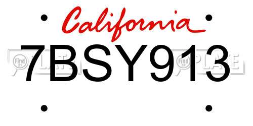 7BSY913 California License Plate