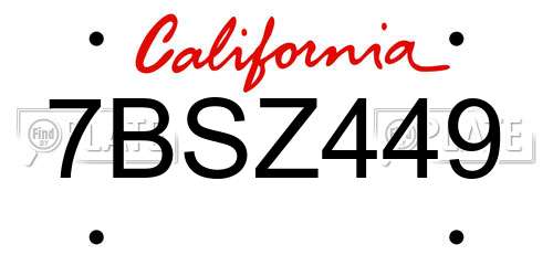 7BSZ449 California License Plate