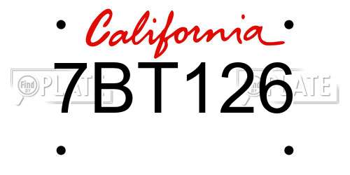7BT126 California License Plate