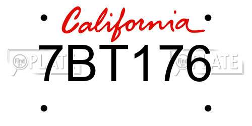 7BT176 California License Plate