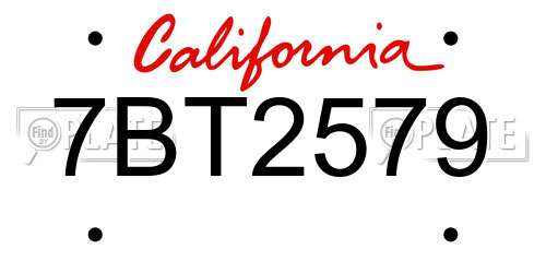 7BT2579 California License Plate