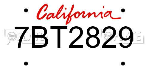 7BT2829 California License Plate