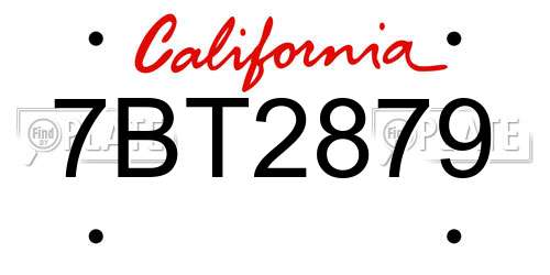 7BT2879 California License Plate