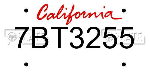 7BT3255 California License Plate