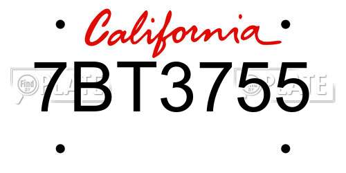 7BT3755 California License Plate