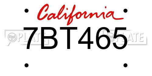 7BT465 California License Plate