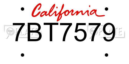 7BT7579 California License Plate