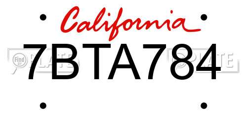 7BTA784 California License Plate