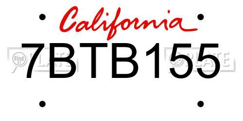 7BTB155 California License Plate