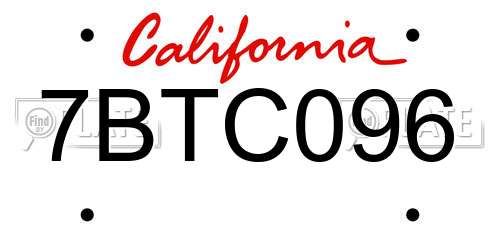 7BTC096 California License Plate