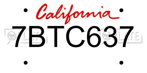 7BTC637 California License Plate