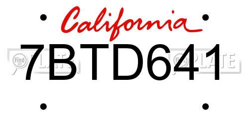 7BTD641 California License Plate