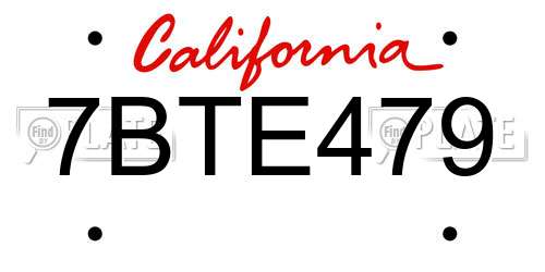 7BTE479 California License Plate