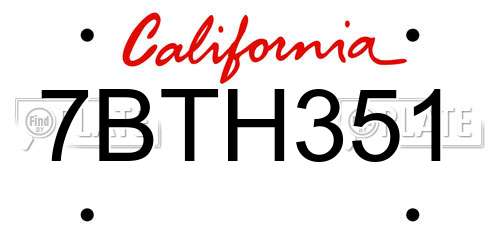 7BTH351 California License Plate