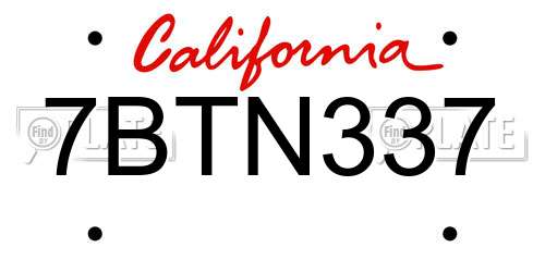 7BTN337 California License Plate
