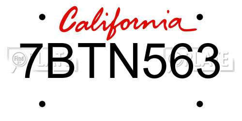 7BTN563 California License Plate