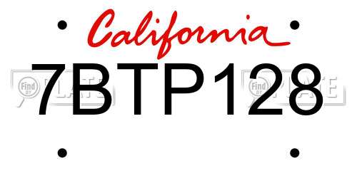 7BTP128 California License Plate