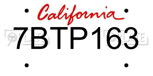 7BTP163 California License Plate