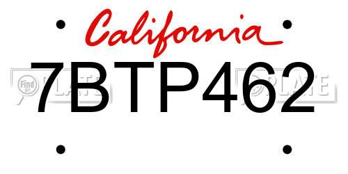 7BTP462 California License Plate