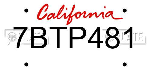7BTP481 California License Plate