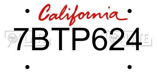 7BTP624 California License Plate
