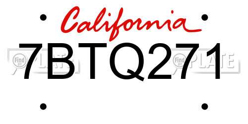 7BTQ271 California License Plate